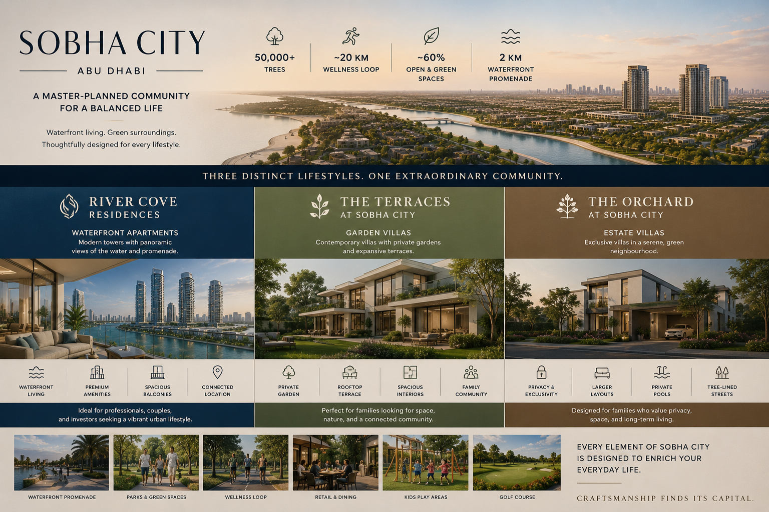 Sobha City Abu Dhabi Guide: River Cove, The Terraces, and The Orchard