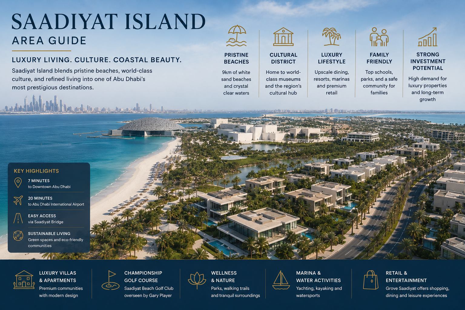Saadiyat Island Area Guide: Luxury Living, Beaches, and Property Investment in Abu Dhabi