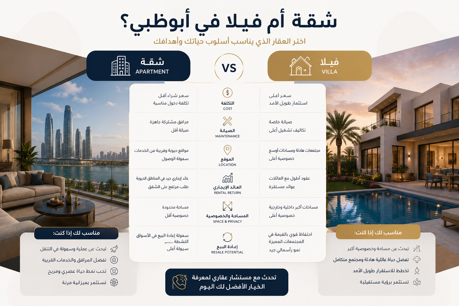 Apartment or Villa in Abu Dhabi: Which Property Type Is Right for You?