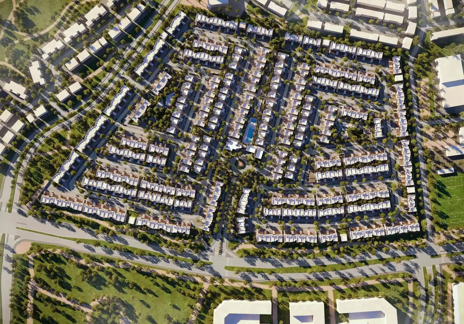 Modern villas and townhouses in Noya community on Yas Island Abu Dhabi